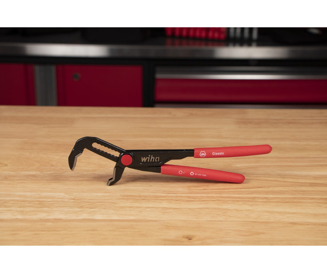 Wiha Tools 32665 10" Push Button Adjustable Water Pump Pliers with Vinyl Grip