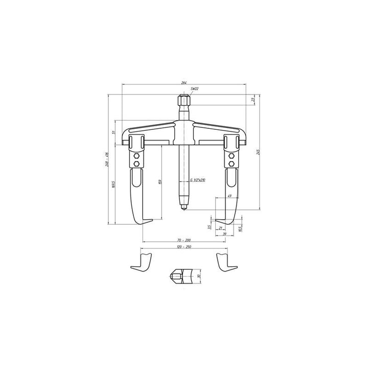 Gedore 8000660 Universal puller, 2-arm pattern 200x150 mm