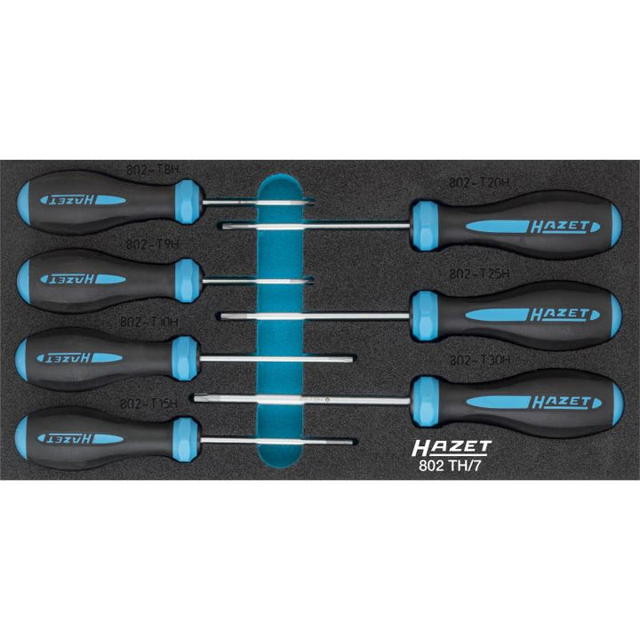 Hazet 802TH/7 HEXAnamic Screwdriver Set, Tamper-Resistant TORX®, T8H-T30H, 7 Pieces