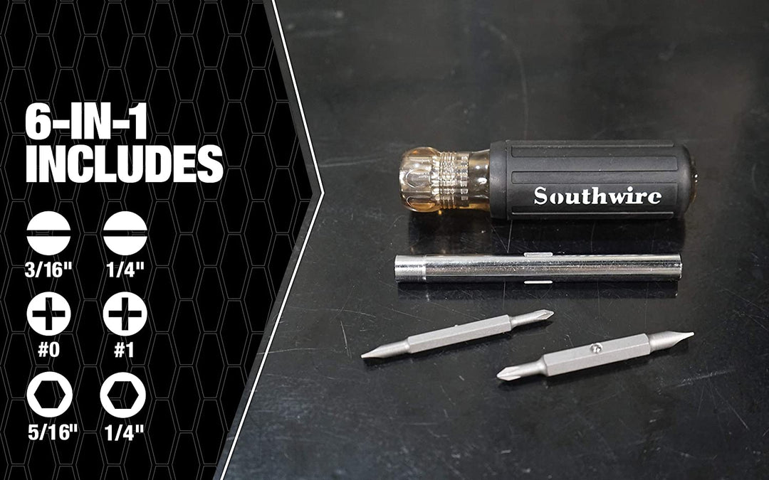 Southwire SD6N1P 6-in-1 Screwdriver W/ Precision Bit