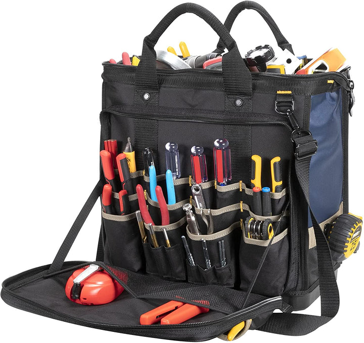 CLC PB1543 17″ Molded Base Multi-Compartment Technician's Tool Bag – 54 POCKET