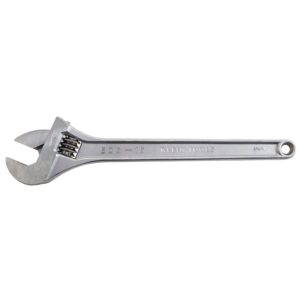 Klein Tools 506-15 Adjustable Wrench, Forged Drive Wrench with High Polish Chrome Finish and Contoured Handle, 15-Inch