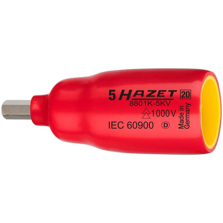 Hazet 8801K-6KV Insulated Screwdriver Socket, 10mm (3/8") Square Drive, 6mm Hex