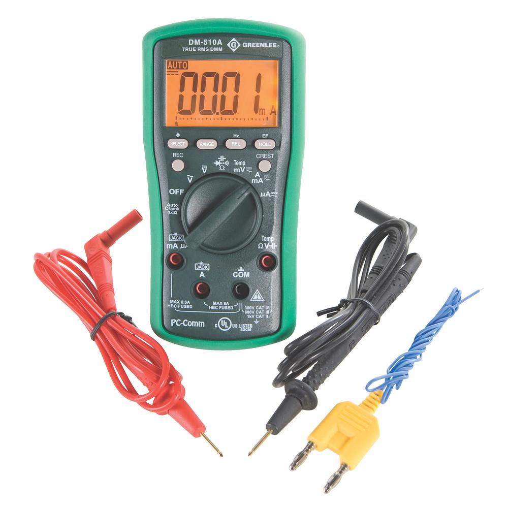 Greenlee DM-510A Digital Multimeter, TRMS, AC/DC, CAP, TEMP