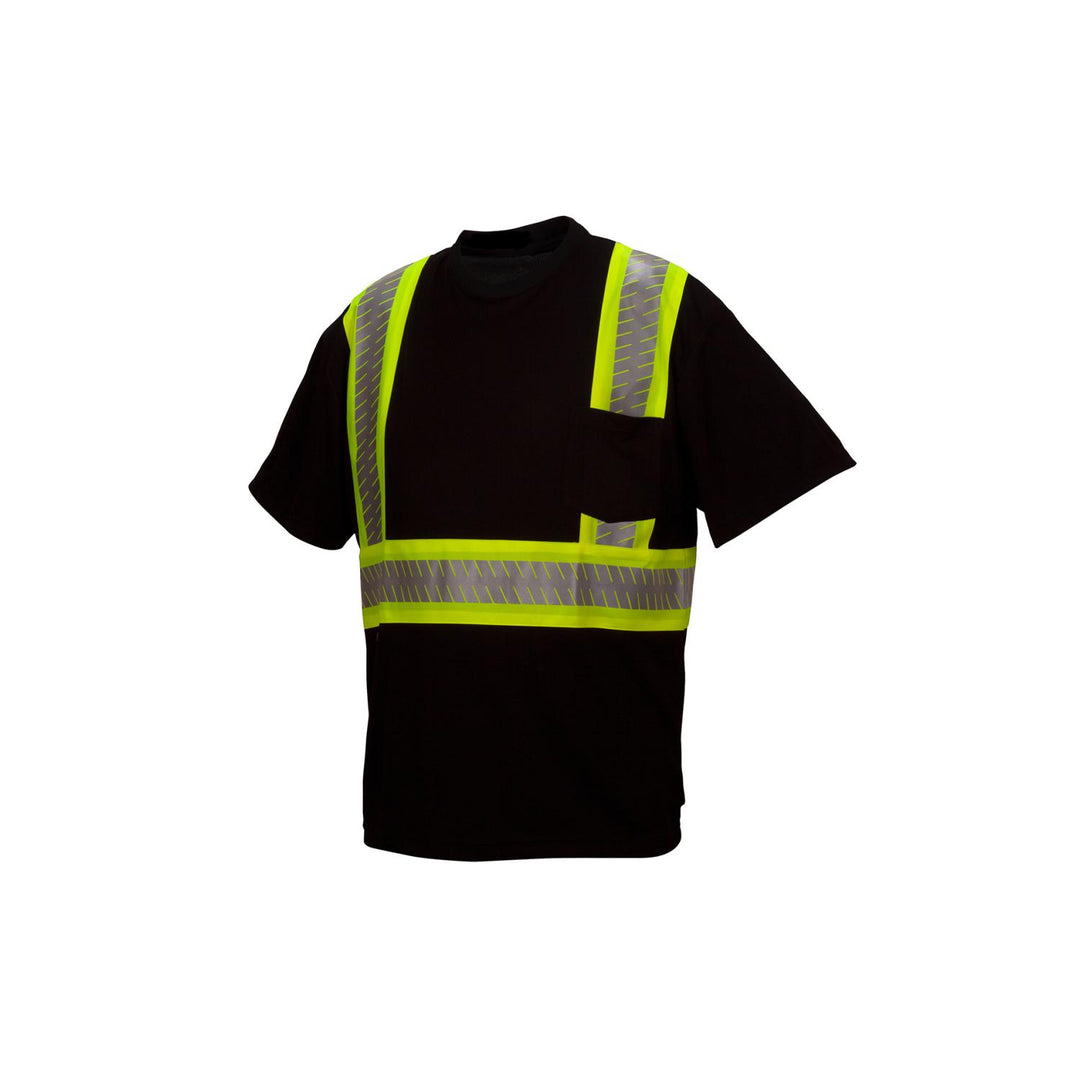 Pyramex RTS2311 ANSI Type O - Class 1 Not FR Black Reflective T-Shirt with Broken Heat Sealed Tape