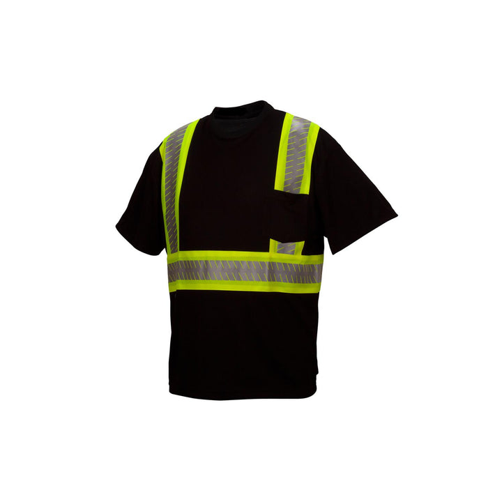 Pyramex RTS2311 ANSI Type O - Class 1 Not FR Black Reflective T-Shirt with Broken Heat Sealed Tape