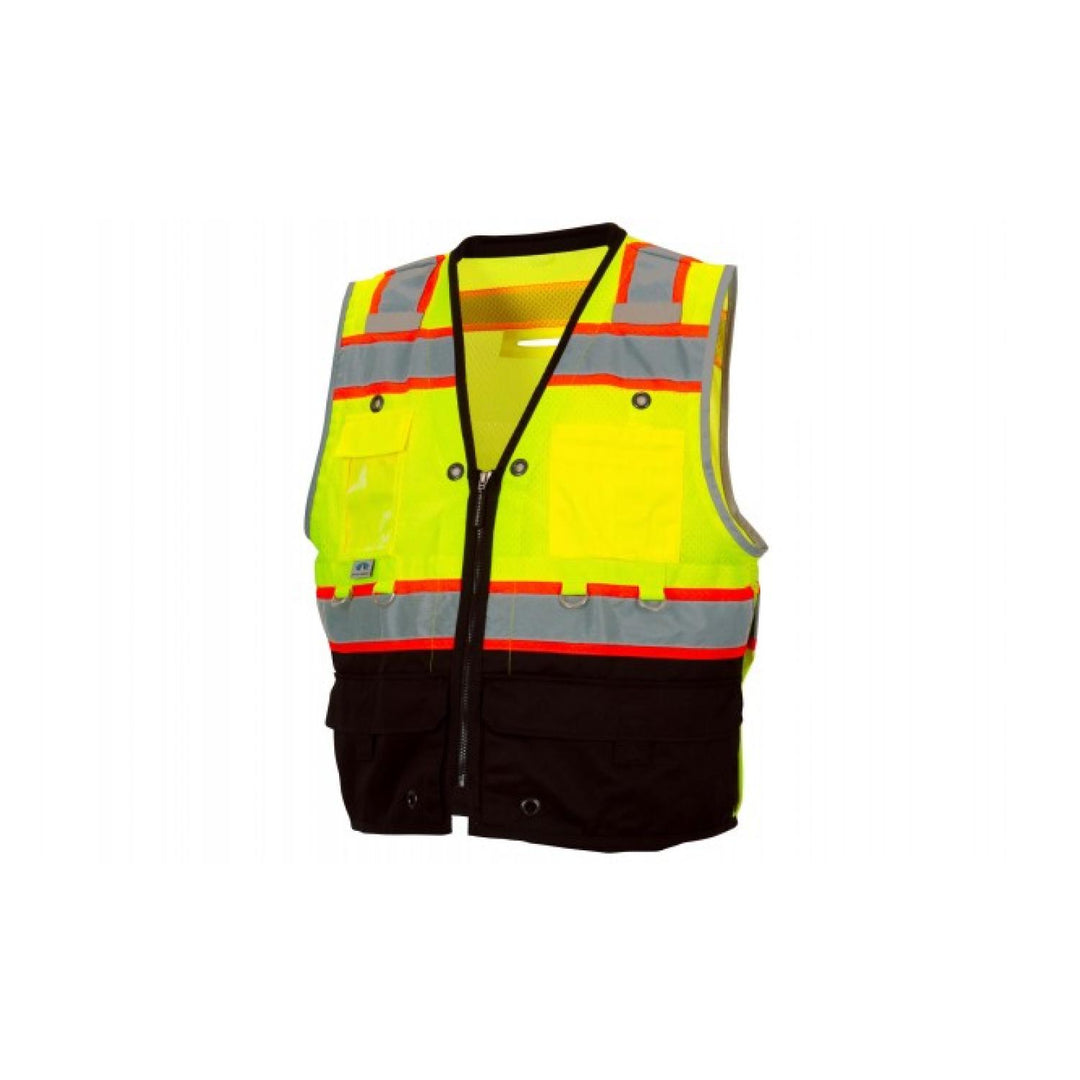 Pyramex RVZT44B Type R - Class 2 Hi-Vis Lime Heavy-Duty Utility Vest