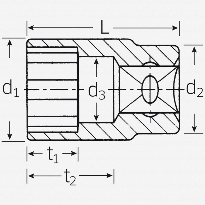 Stahlwille 02010007 45 12-pt Bi-Hex Socket, 3/8" Drive 7 mm
