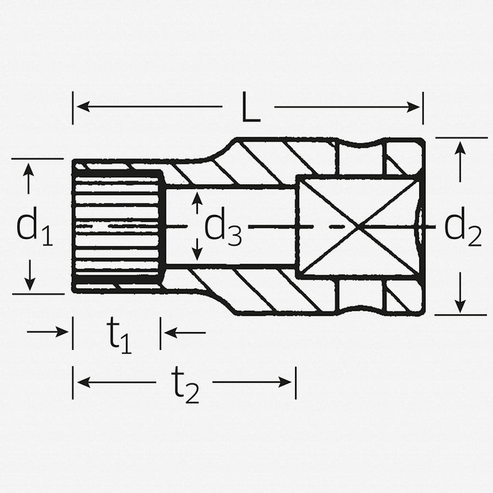 Stahlwille 02011016 45aSP Spline Drive Socket - SP16 3/8" Drive