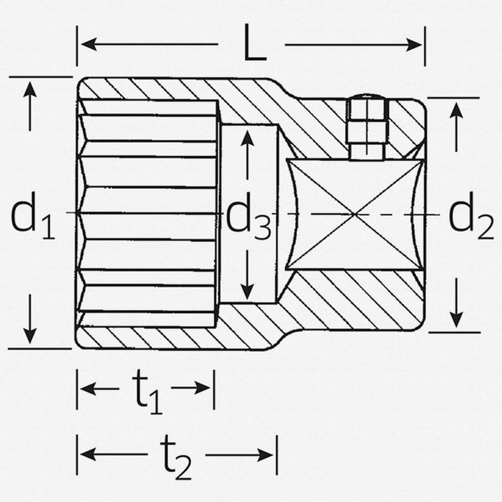 Stahlwille 06010034 Bi-Hex 60 1" Drive 12-pt Socket 34 mm