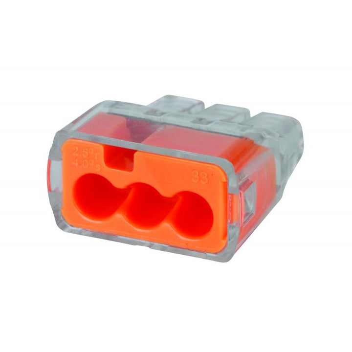 Ideal 30-1633 In-Sure Push-In Conn, 33 3-Port Orange, 5,000/Box