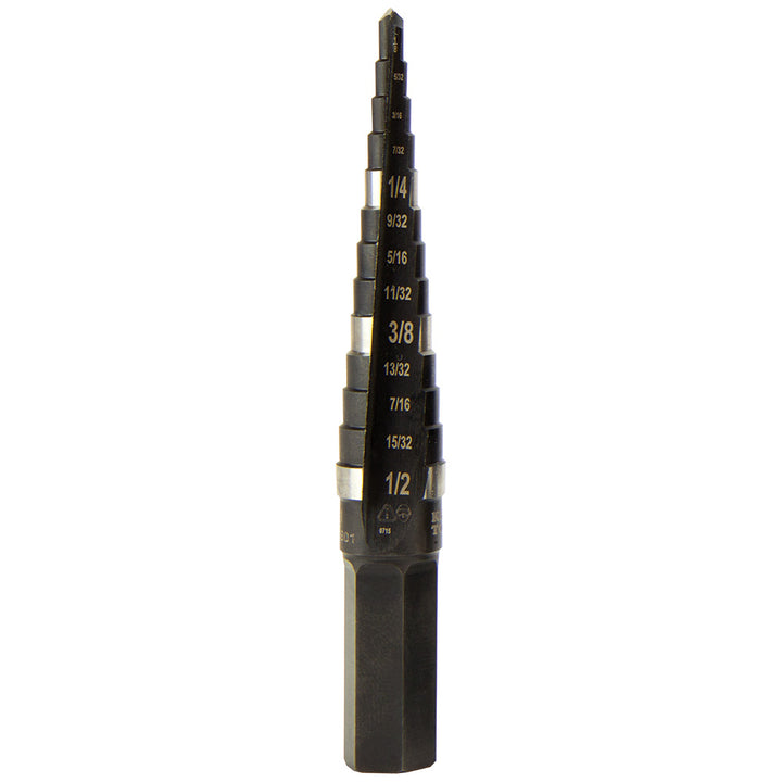 Klein Tools KTSB01 Step Drill Bit Double-Fluted #1, 1/8" to 1/2"