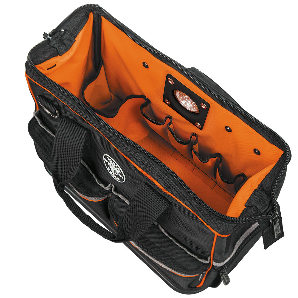 Klein Tools 55431 Tool Bag with Padded Shoulder Strap and Handles, Lighted Tool Storage with 31 Pocket