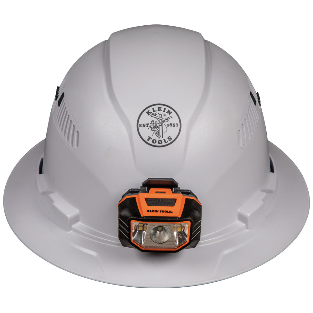 Klein Tools 60407 Hard Hat, Vented, Full Brim with Headlamp
