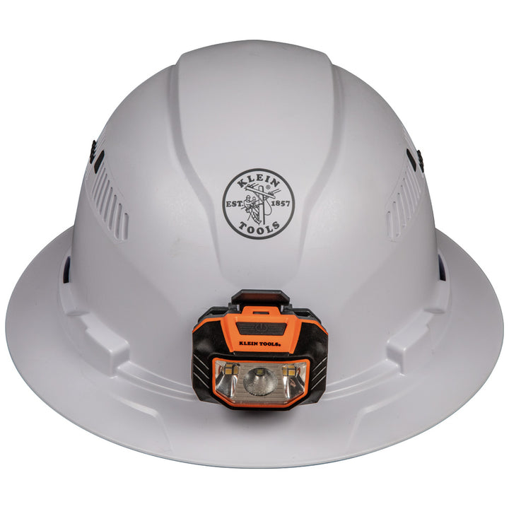Klein Tools 60407 Hard Hat, Vented, Full Brim with Headlamp