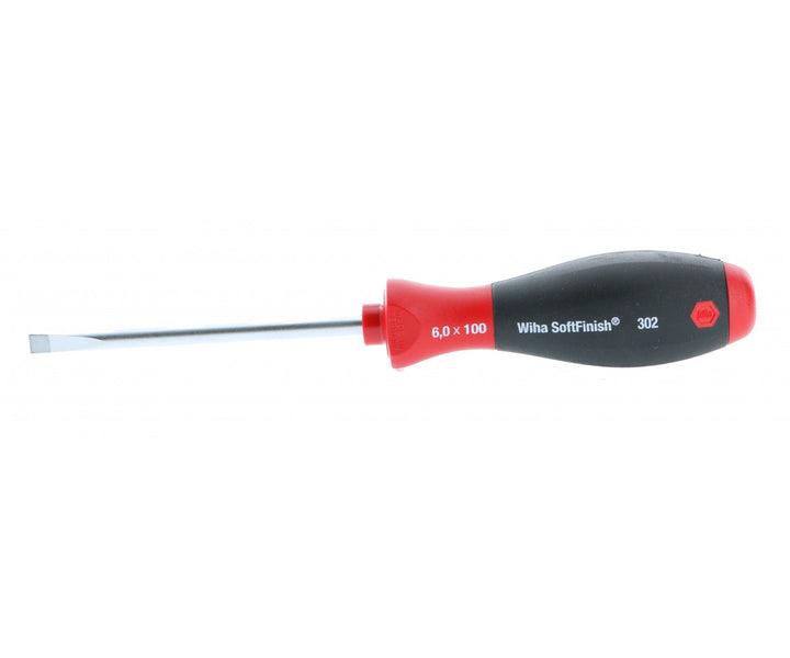 Wiha Tools 30222 SoftFinish Slotted Screwdriver, 6.0 mm x 100 mm