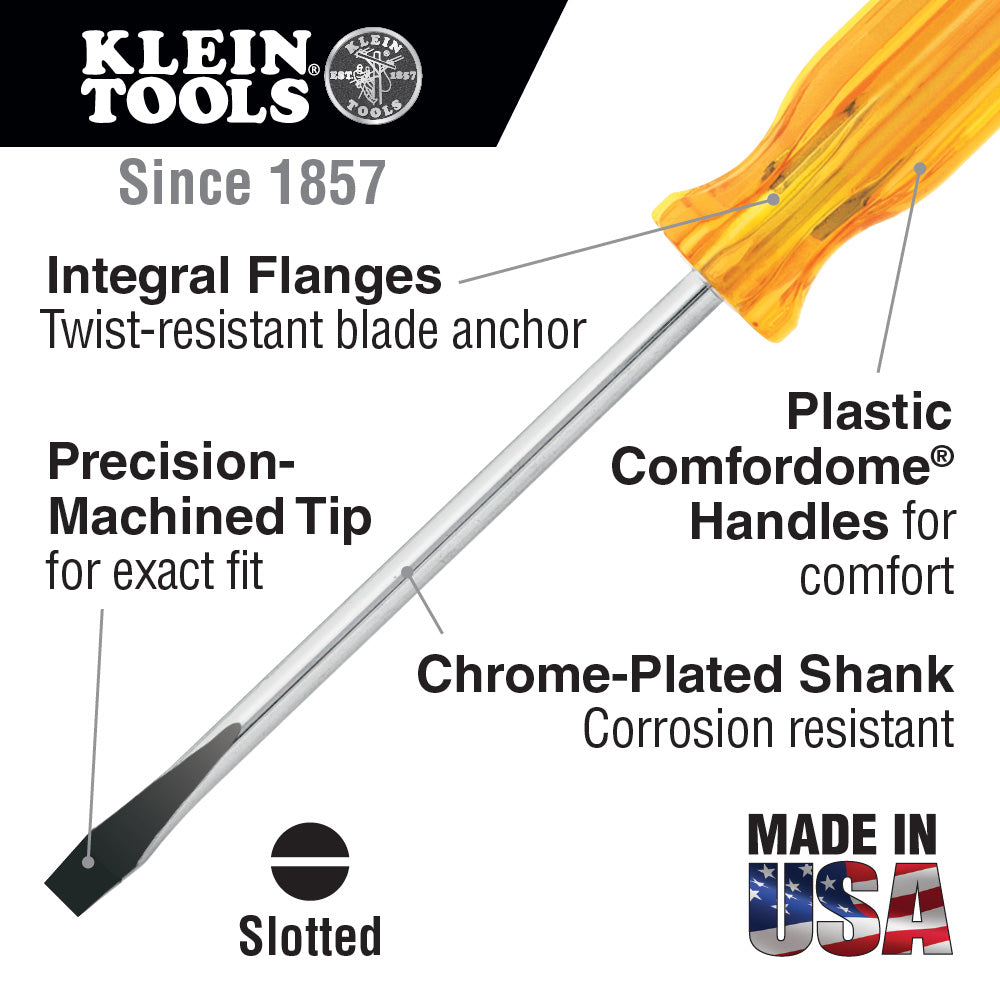 Klein Tools BD156 Keystone Screwdriver, 5/16", 6" Shank, Plastic Handle