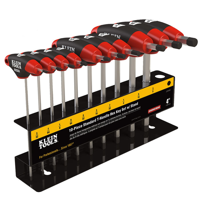 Klein Tools JTH410E SAE T-Handle Hex Key Set, Stand, 4", 10 Pc.