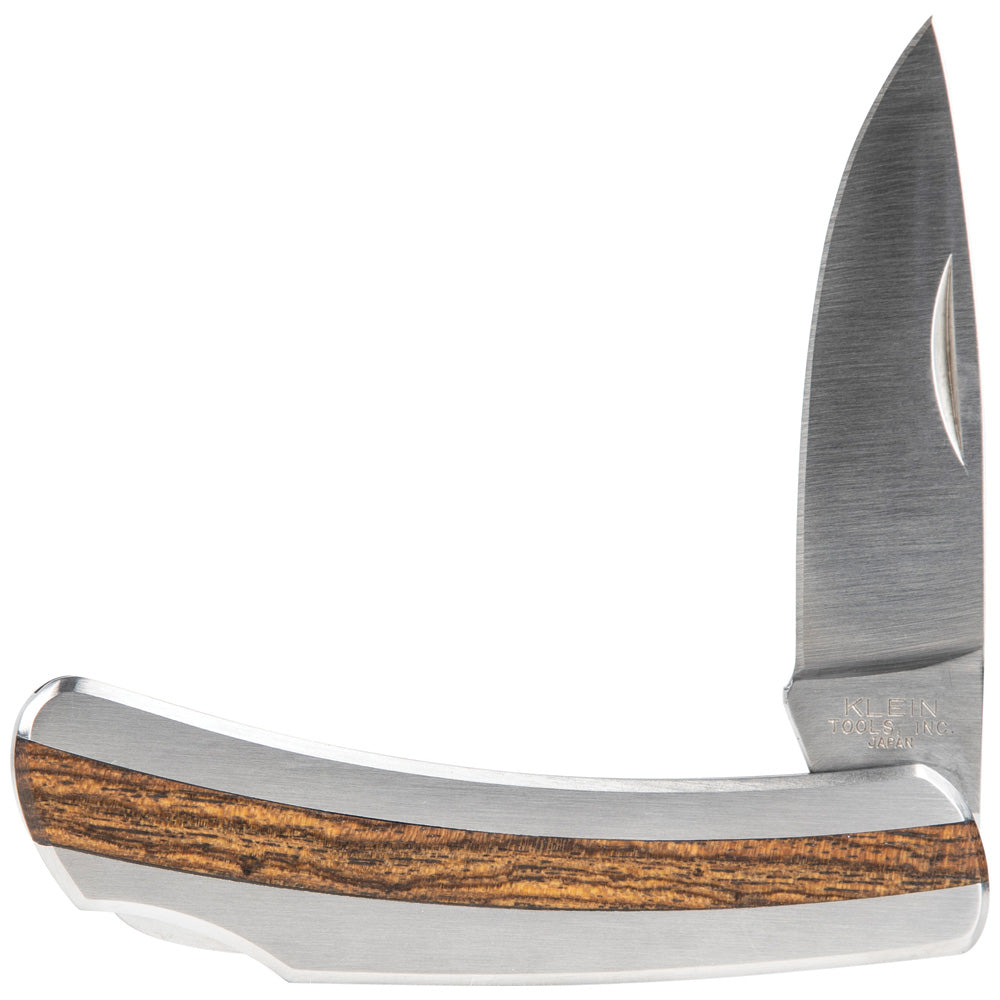 Klein Tools 44034 Pocket Knife with Rosewood Insert Handle, 2-5/8-Inch Stainless Steel Drop-Point Blade