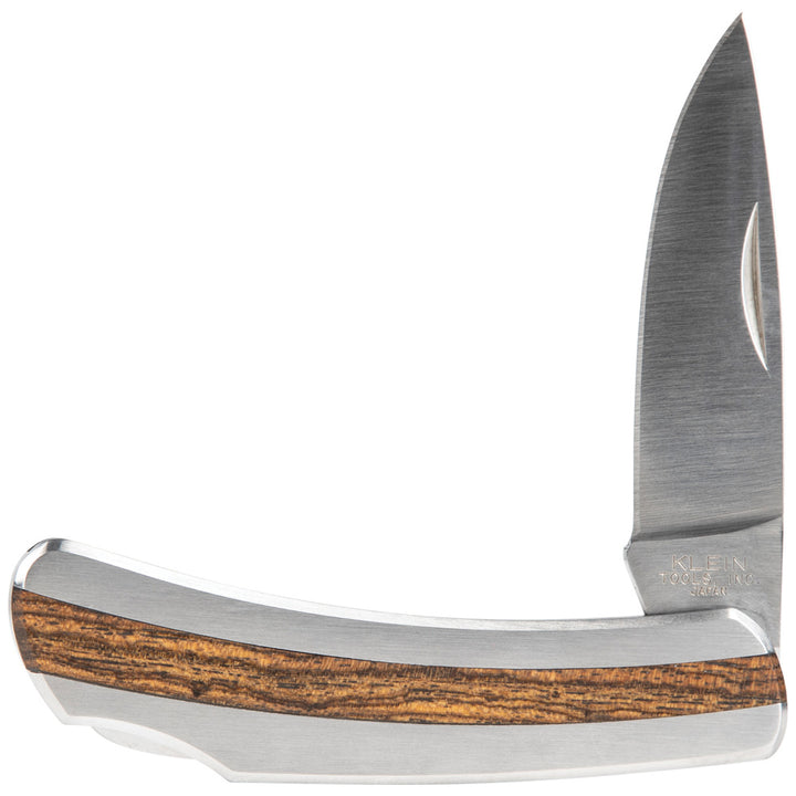Klein Tools 44034 Pocket Knife with Rosewood Insert Handle, 2-5/8-Inch Stainless Steel Drop-Point Blade