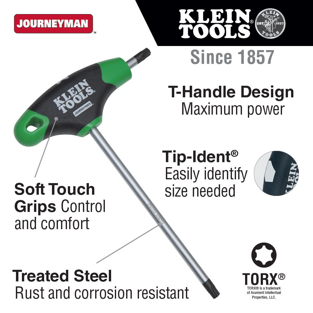 Klein Tools JTH6T20 Journeyman T-Handle TORX® Hex Key, 6" x T20