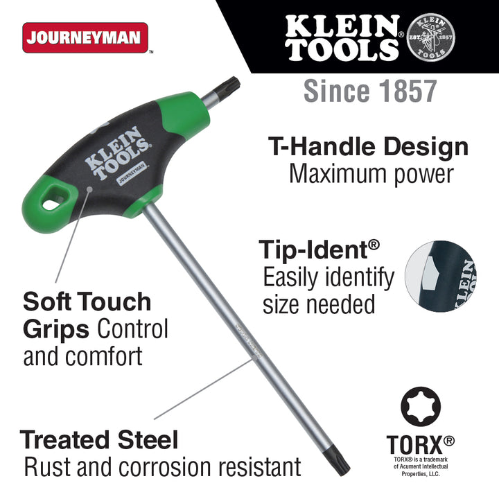 Klein Tools JTH6T10 Journeyman T-Handle TORX® Hex Key, 6" x T10