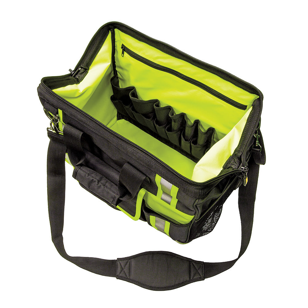 Klein Tools 55598 Tradesman Pro High-Visibility Tool Bag with 42 Pockets and Detachable Shoulder Strap