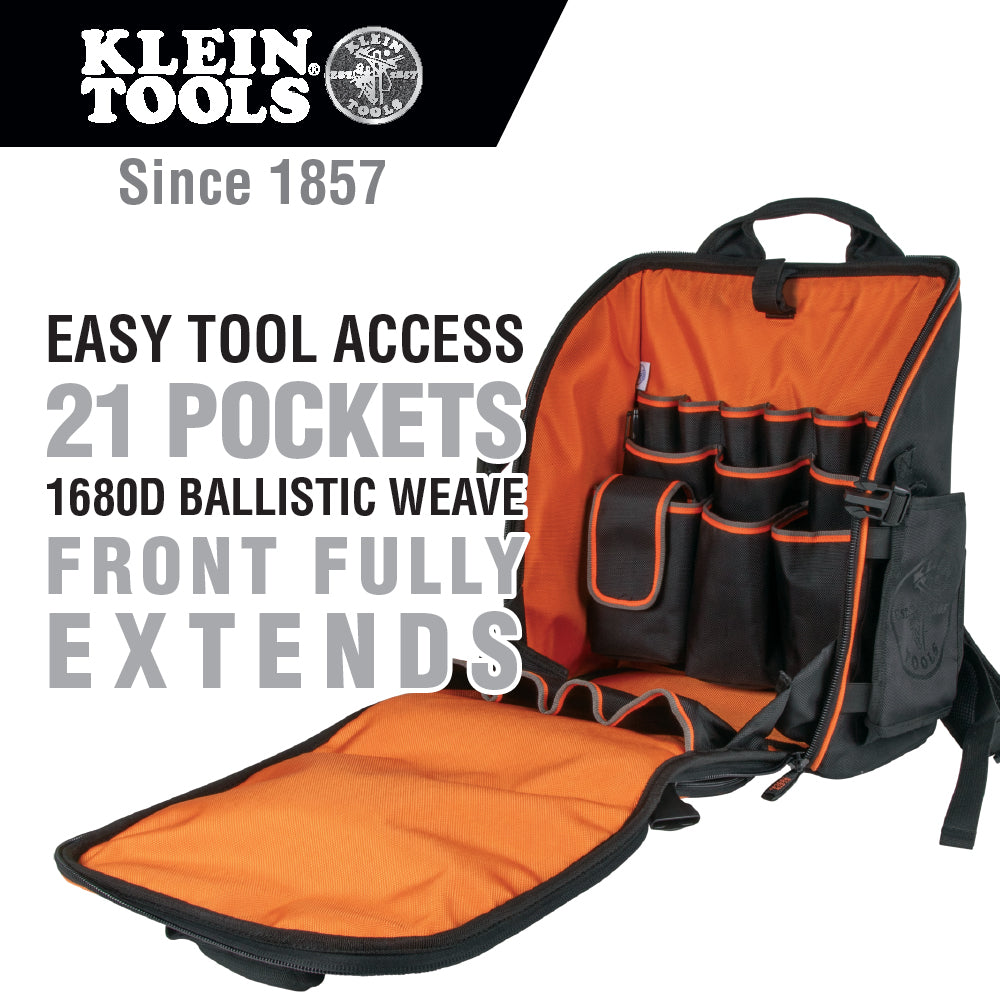 Klein Tools 55482 Tradesman Pro Tool Station Backpack, 21 Pockets Hand Tools and Gear