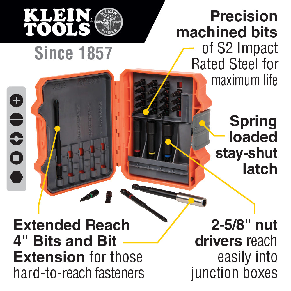 Klein Tools 32799 Pro Impact Power Bit Set, 26 Pieces