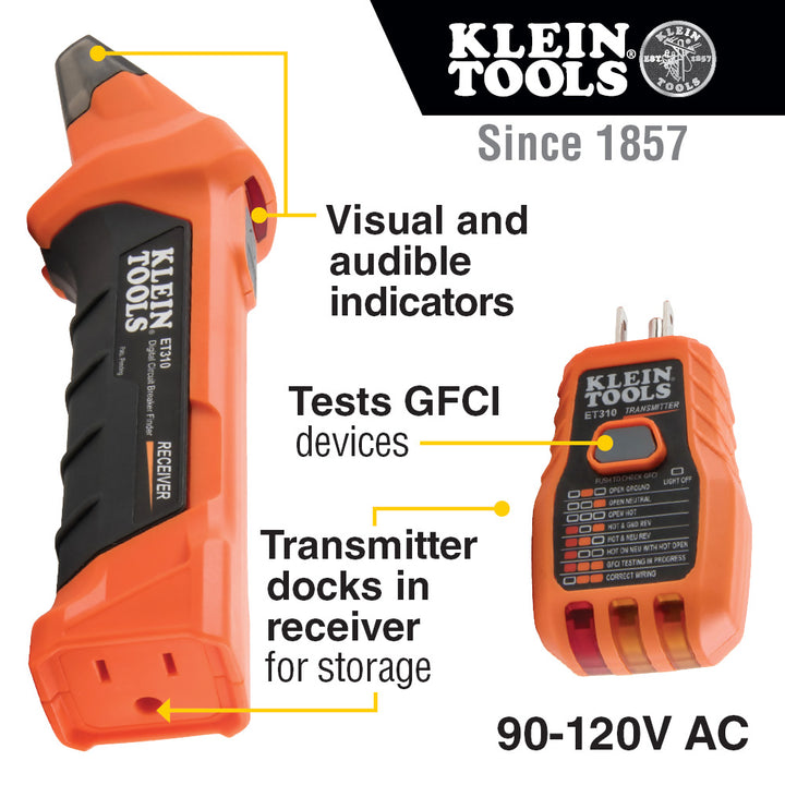 Klein Tools ET310 Digital Circuit Breaker Finder with GFCI Outlet Tester