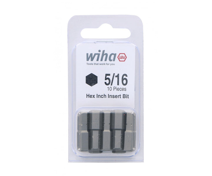 Wiha Tools 71353 Hex Inch Insert Bits, 5/16" x 25 mm, 10 Pk.