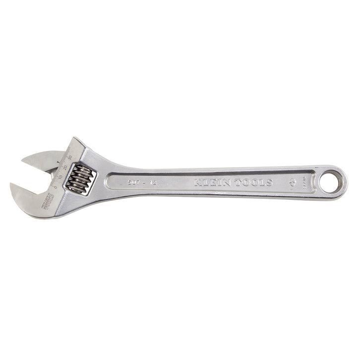 Klein Tools 507-12 Adjustable Wrench, Extra Capacity Jaw Forged Drive Wrench with High Polish Chrome Finish, 12-Inch