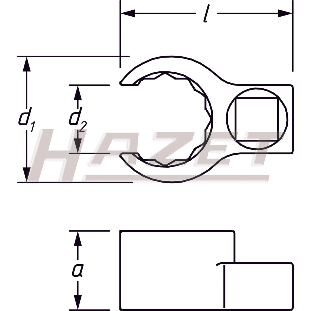 Hazet 848Z-32 12-Point Hollow 12.5mm (1/2") 32 Open Box-End Wrench