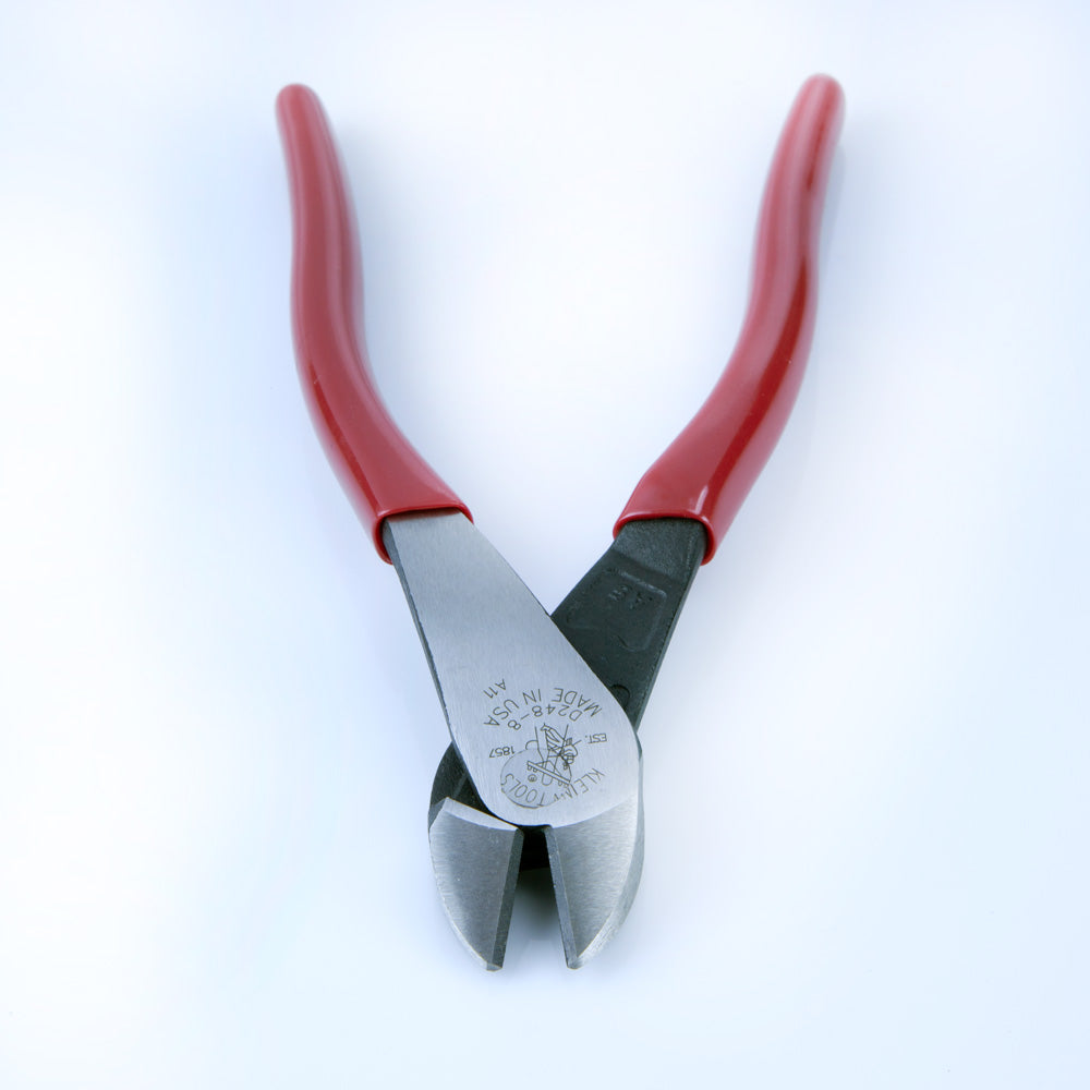 Klein Tools D248-8 High Leverage Pliers, Diagonal Cutters, Angled Head, Standard Cut, 8-Inch Short Jaw Pliers