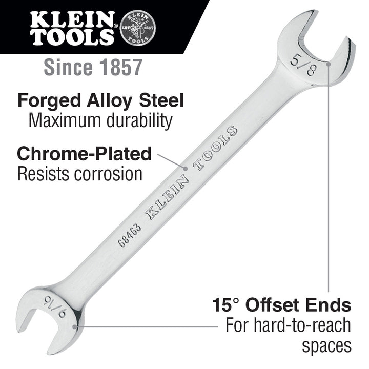 Klein Tools 68464 Open-End Wrench 11/16-Inch and 3/4-Inch Ends