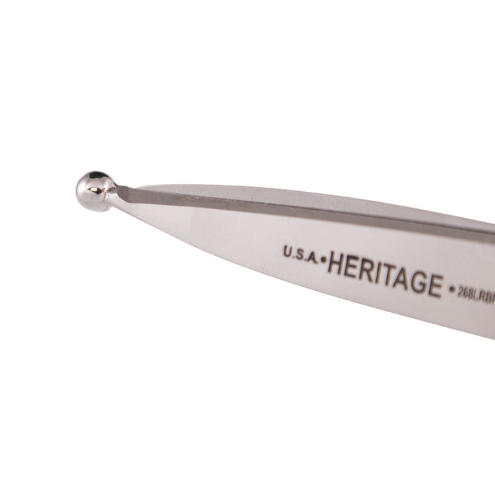 Heritage Cutlery 268LRBP 8'' Bent Stainless Trimmer w/ Large Ring / Ball Tip/Handle Down