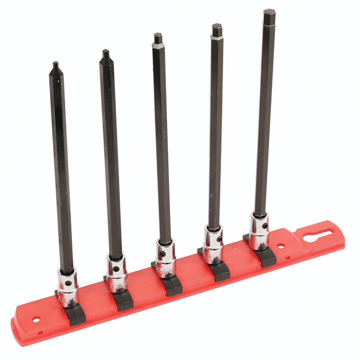 Wiha Tools 77192 5 Piece Hex Metric 1/4" Drive Bit Socket Rail Set