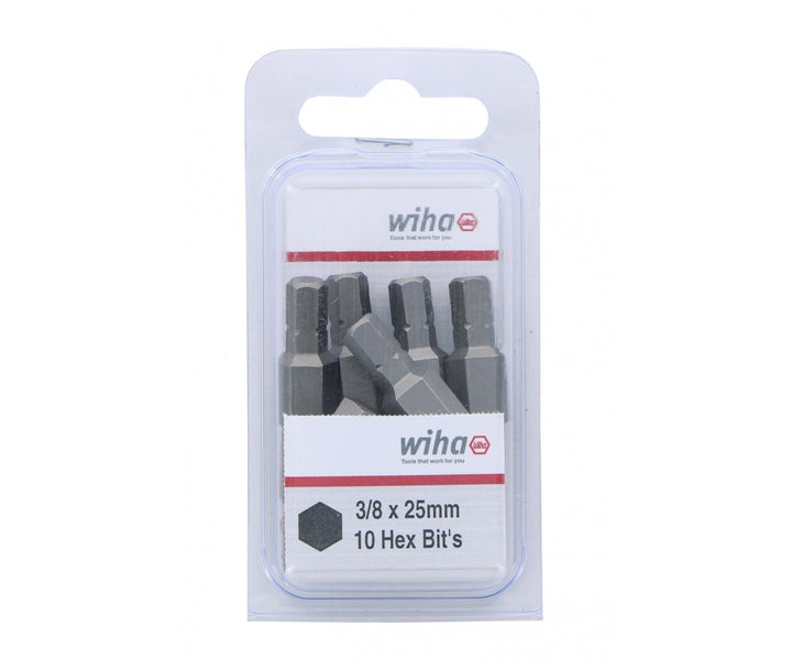 Wiha Tools 71356 Hex Inch Insert Bits, 3/8" x 25 mm, 10 Pk.