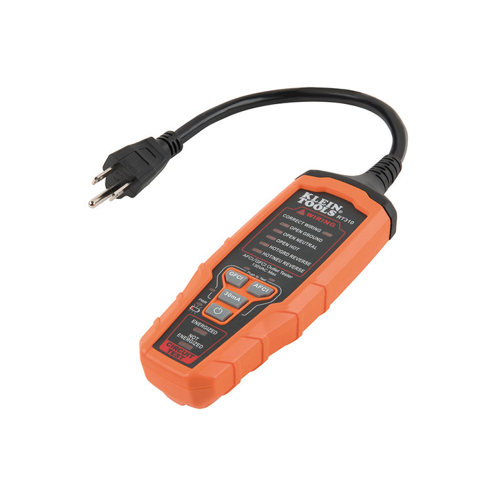 Klein Tools RT310 AFCI and GFCI Outlet and Device Tester for North American AC Electrical Outlet Receptacles
