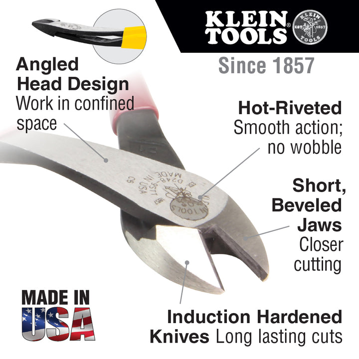 Klein Tools D2000-48 Diagonal Cutter Pliers, 8-Inch, High Leverage Design, Angled