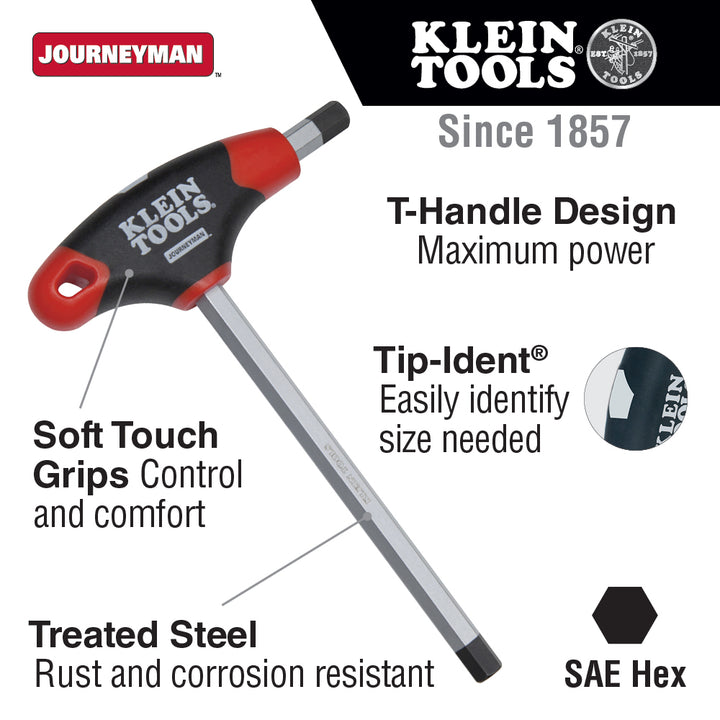 Klein Tools JTH9E13 Journeyman T-Handle Hex Key, 9" x 1/4"