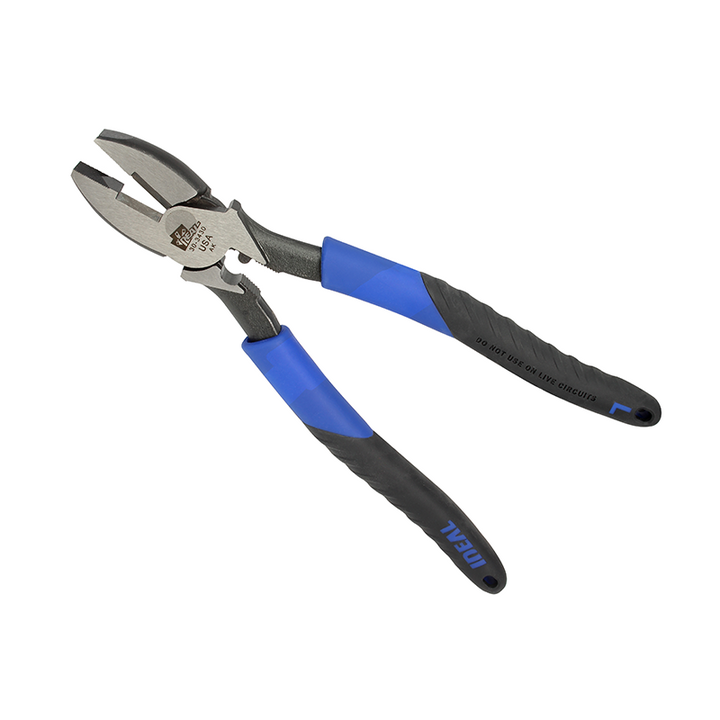 Ideal 30-3435 Smart-Grip Side-Cutting Plier, Plier Handles, 9-1/2" Length, New England Nose High-Leverage with Crimping Die