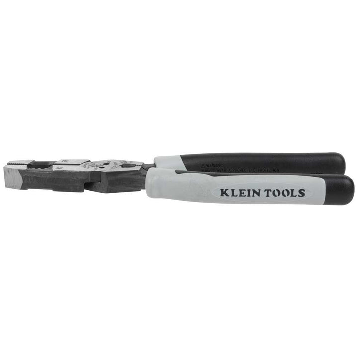 Klein Tools J2159CRTP Side Cutting Pliers, 9-Inch Journeyman High Leverage Hybrid Pliers with Crimper, Fish Tape Puller and Wire Stripper