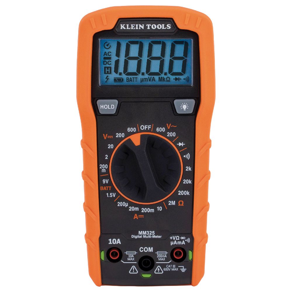Klein Tools MM325 Multimeter, Digital Manual-Ranging 600V AC/DC Voltage Tester, Tests Batteries, Current, Resistance, Diodes, and Continuity