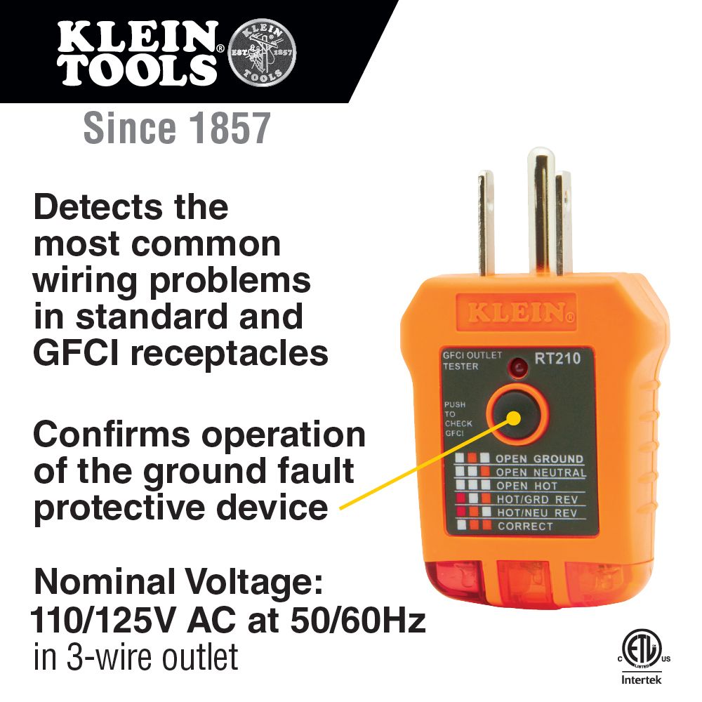 Klein Tools ET45VP Voltage and GFCI Receptacle Tester, AC/DC Voltage Electrical Test Kit