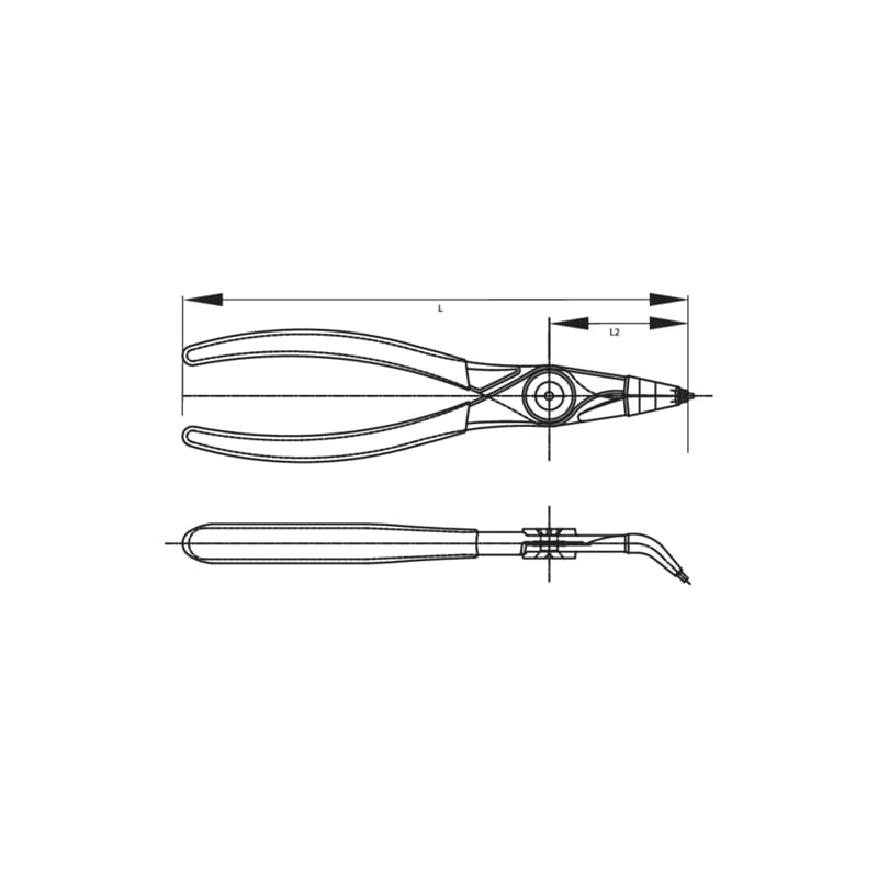Gedore 2014971 Circlip Pliers For Internal Retaining Rings, Angled 45 Degrees, 12-25 mm