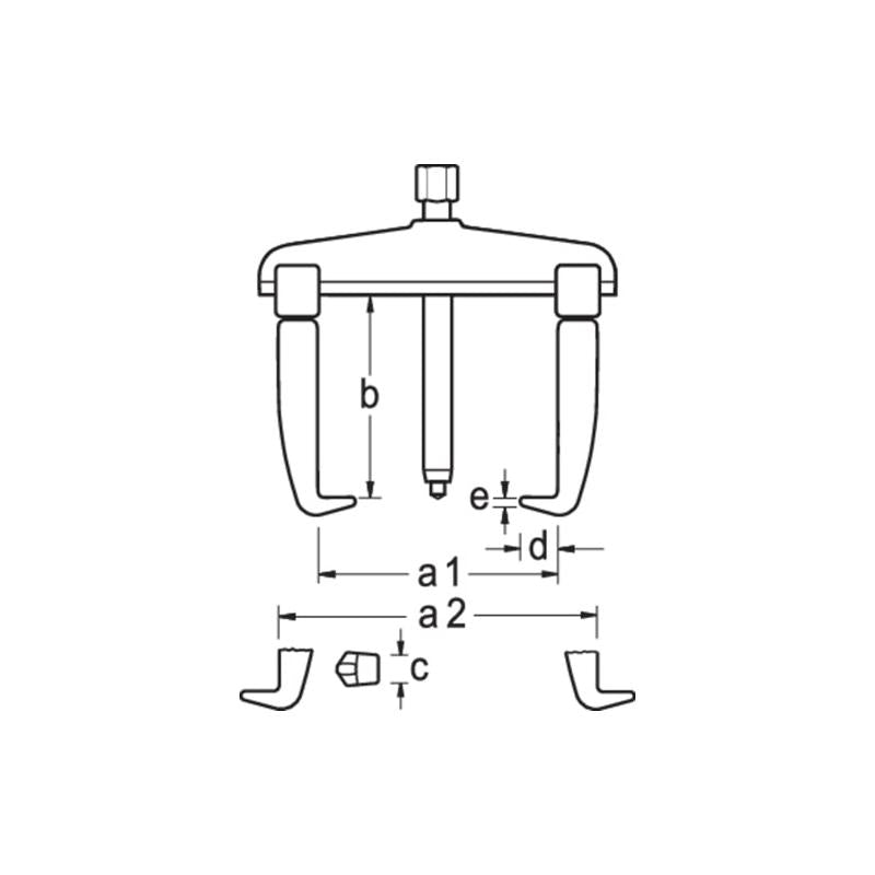 Gedore 2015706 Quick-Release Puller, 2-Arm Pattern, With Slim Legs 100x100 mm
