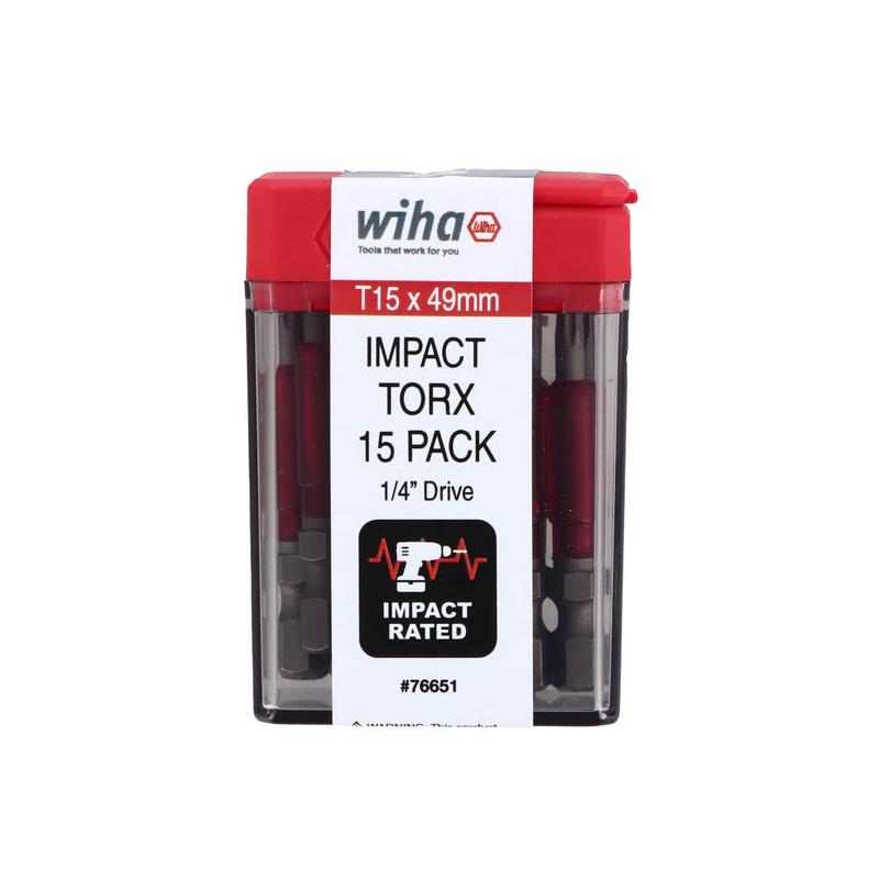 Wiha Tools 76651 MaxxTor Impact Bit TORX T15 - 49mm - 15 Pack