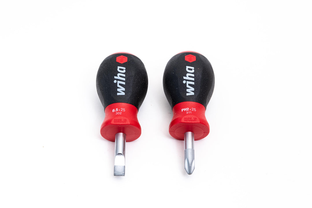 Wiha Tools 31191 SoftFinish Stubby Slotted 6.5mm/Phillips #2 Screwdrivers, 2 Pc. Set