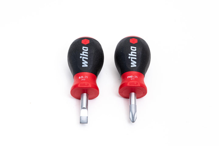Wiha Tools 31191 SoftFinish Stubby Slotted 6.5mm/Phillips #2 Screwdrivers, 2 Pc. Set